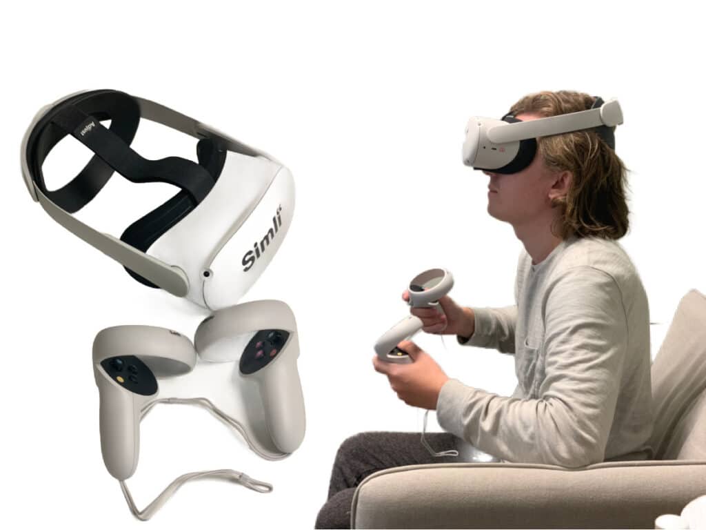 VR-utstyr briller og joysticks
