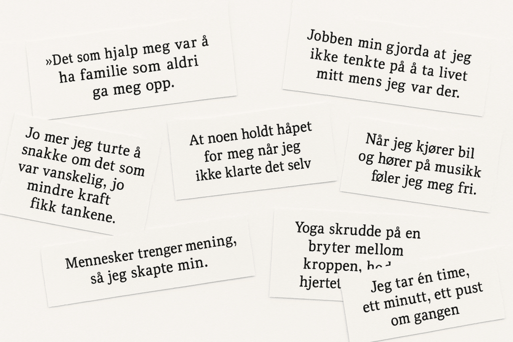 Sitater fra mennesker som har vært suicidale, men overlevde