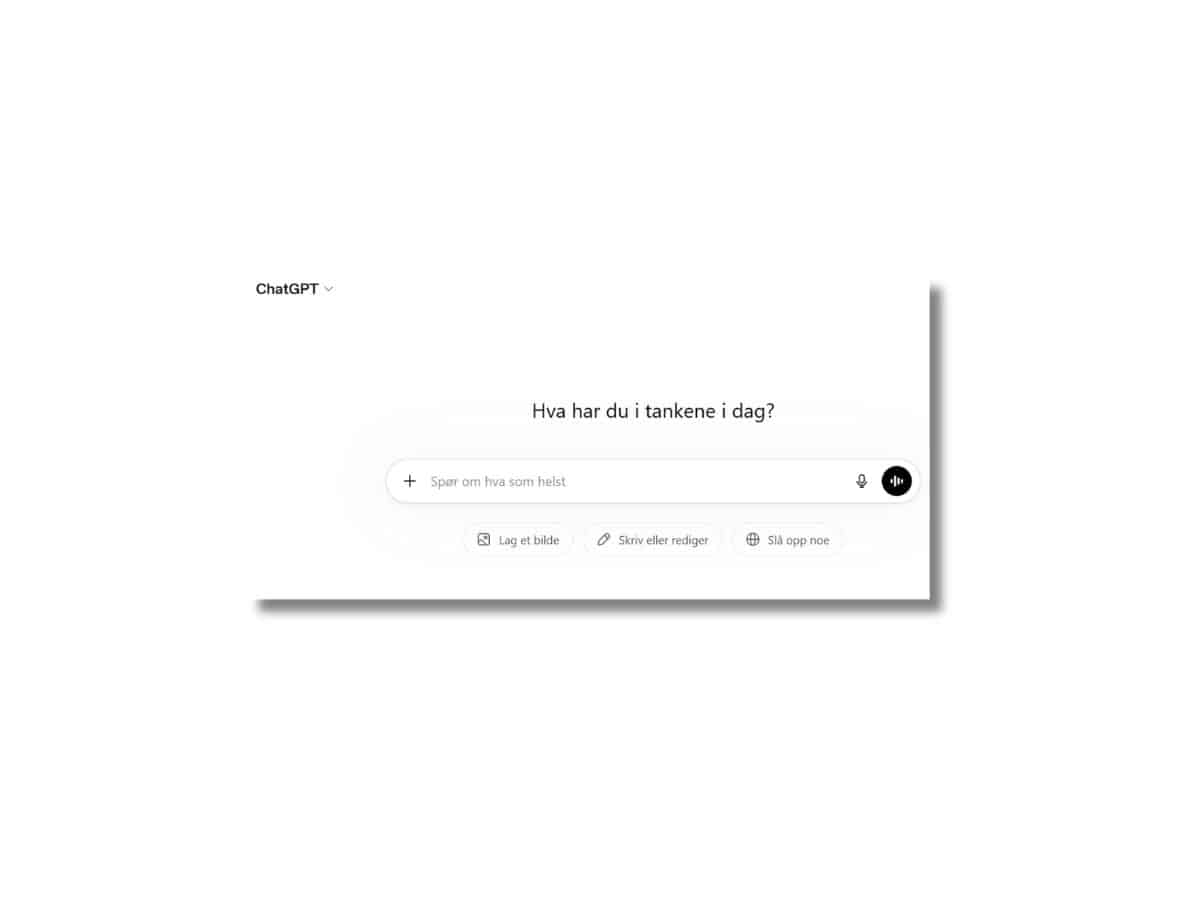 Bilde av chattevinduet hos chat gpt